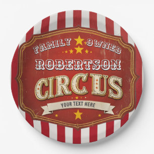 Custom Circus Stripe – Vintage Family Name  Paper Plate