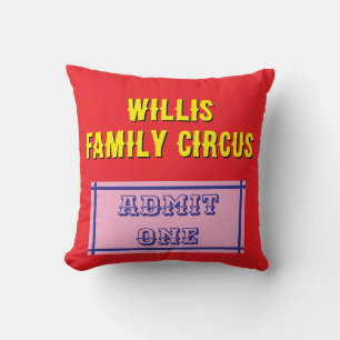 Custom Circus Ticket Throw Pillow – Family Admit