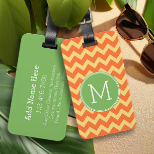 Custom Citrus Colours - Chevron Pattern Monogram Luggage Tag