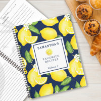 Custom Citrus Lemon Botanical Pattern Navy Blue