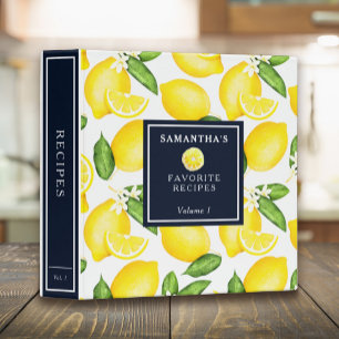 Custom Citrus Lemon Pattern Recipe Binder