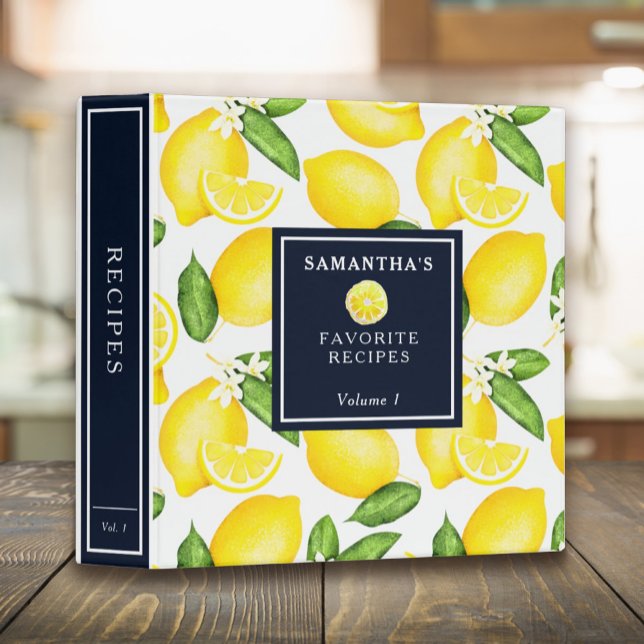 Custom Citrus Lemon Pattern Recipe Binder (Creator Uploaded)