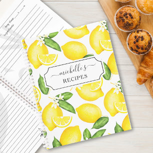 Custom Citrus Lemon Pattern Recipe  Notebook