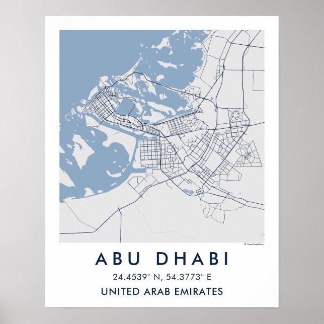 Custom City Map Abu Dhabi UAE Wall Art Poster (Devant)