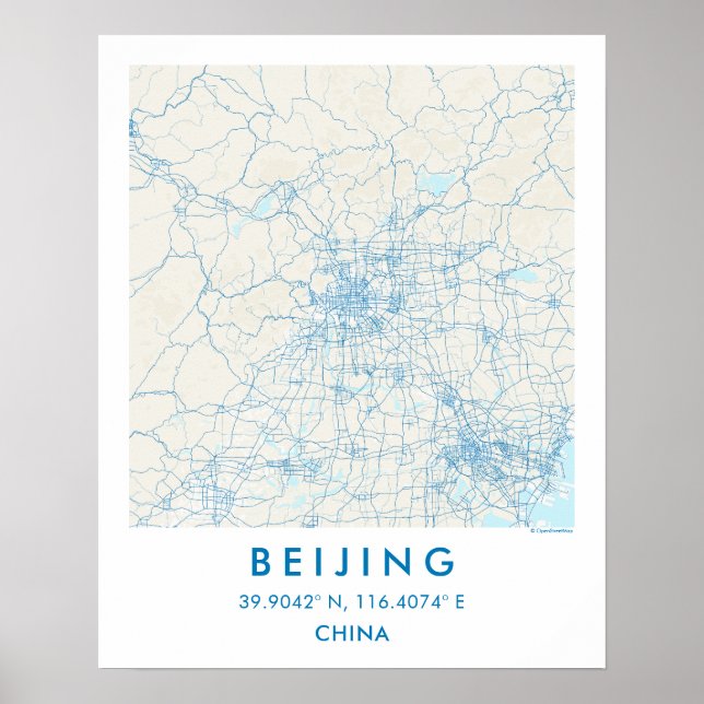 Custom City Map Beijing China Wall Art Poster (Front)