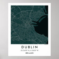 Custom City Map Dublin Ireland Wall Art Poster