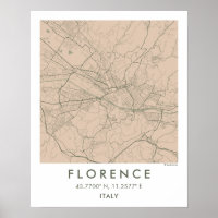 Custom City Map Florence Italy Wall Art Poster