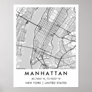Custom City Map Manhattan New York Poster