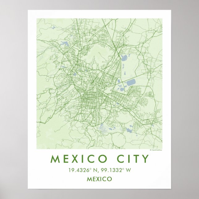 Custom City Map Mexico Wall Art Poster (Devant)