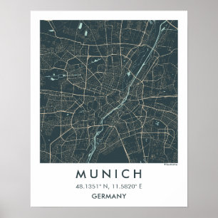 Custom City Map Munich Germany Wall Art Poster