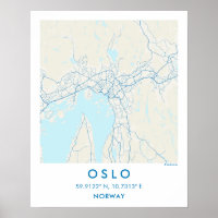 Custom City Map Oslo Norway Wall Art Poster