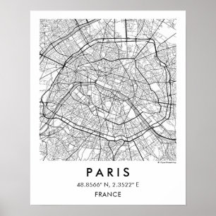 Custom City Map Paris France Poster