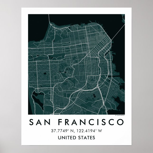 Custom City Map San Francisco Wall Art Poster (Devant)