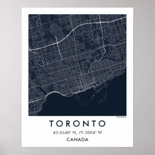 Custom City Map Toronto Canada Wall Art Poster