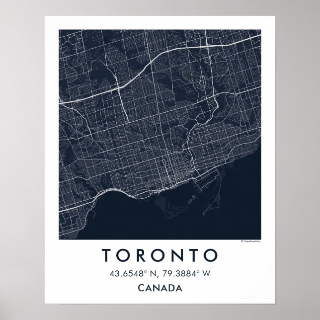 Custom City Map Toronto Canada Wall Art Poster (Devant)