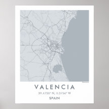 Custom City Map Valencia Spain Wall Art Poster