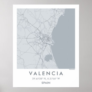 Custom City Map Valencia Spain Wall Art Poster