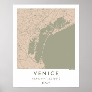 Custom City Map Venice Italy Wall Art Poster