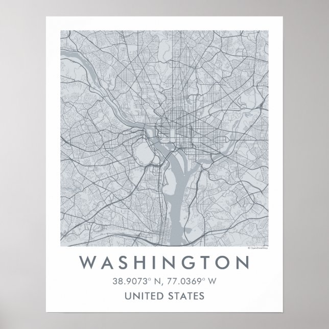 Custom City Map Washington DC Wall Art Poster (Devant)