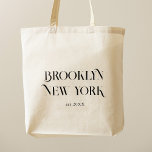 Custom City Modern Stylish Destination Wedding Tote Bag<br><div class="desc">Modern Tote bag celebrating your next family vacation, bachelorette party, or destination wedding! Introducing our latest customizable tote bag featuring your very own city as the destination! This tote bag is not only trendy and stylish, but also serves as a reminder to embrace the beauty and excitement of your city....</div>