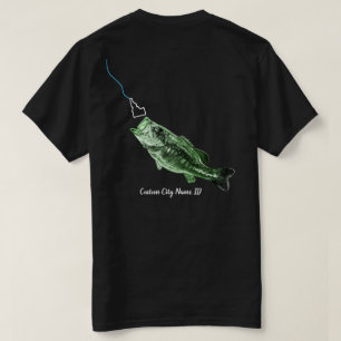 CUSTOM CITY NAME BASS HERE FISHY FISHY STRIKING ID T-Shirt