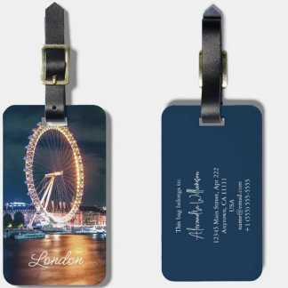 Custom Cityscape England Night London Luggage Tag