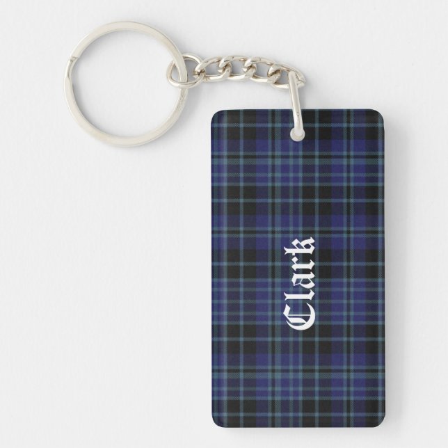 Custom Clan Clark Tartan Plaid Key Chain (Front)