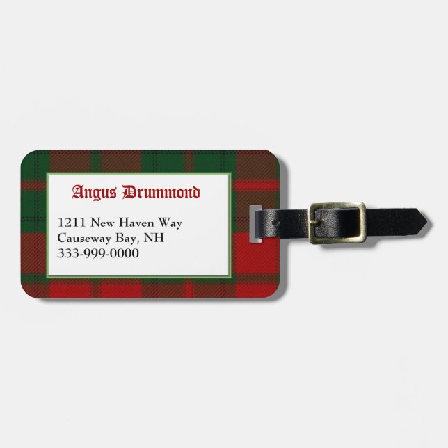 Custom Clan Drummond Tartan Plaid Luggage Tag (Front Horizontal)