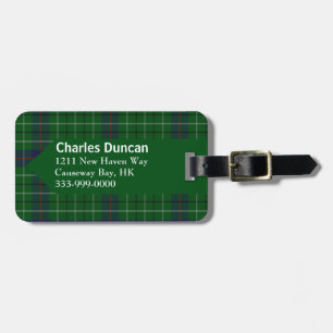 Custom Clan Duncan Tartan Plaid Luggage Tag