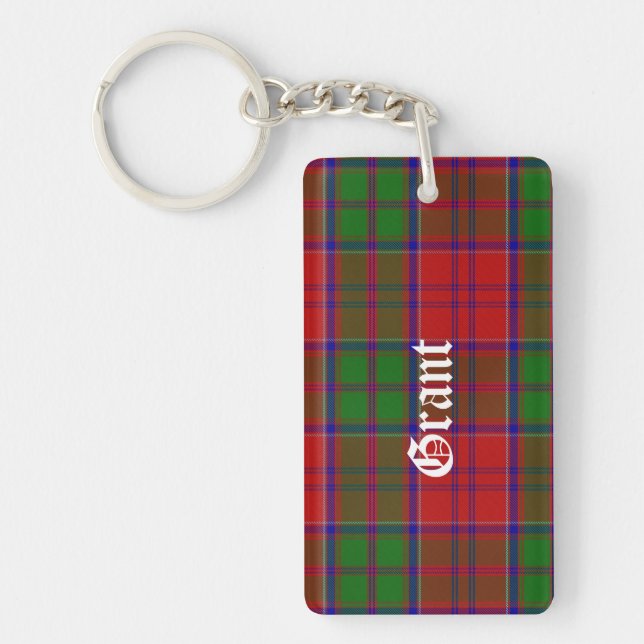 Custom Clan Grant Tartan Plaid Key Chain (Front)