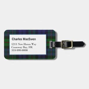 Custom Clan MacEwen Tartan Plaid Luggage Tag