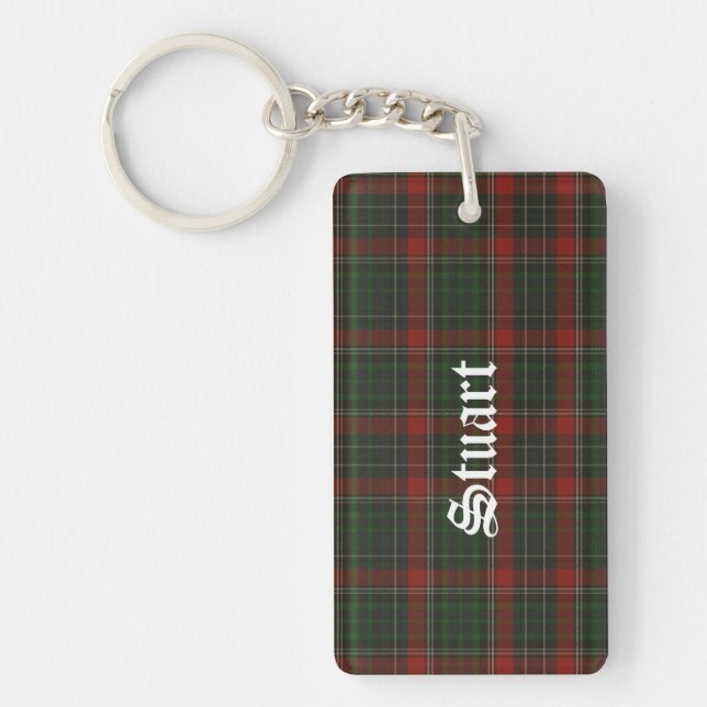 Custom Clan Stuart Tartan Plaid Key Chain (Front)