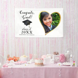 Custom Class 2024 Graduate Photo White Graduation Banner