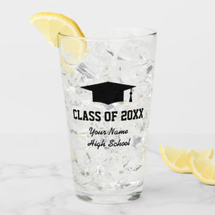 Custom class of 2021 graduation party drink glass