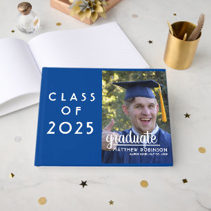 Custom Class of 2023 Graduation Blue Photo  Guest Book