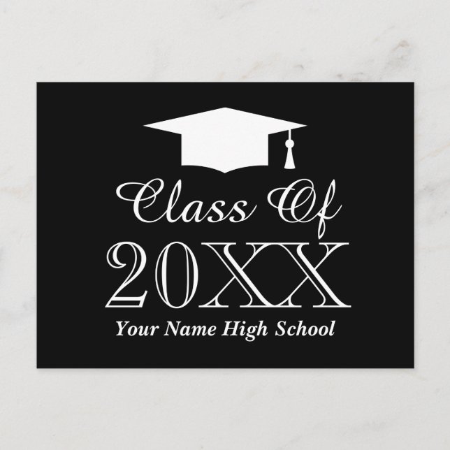 Custom class of 2025 high school graduation party postcard (Front)