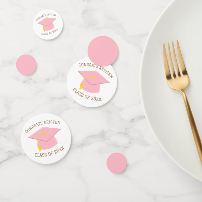 Custom Class of 20xx Pink Graduation Cap Confetti (Group)