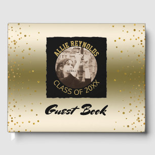 Custom Class of Photo Graduation Party   Chic Gold Guest Book