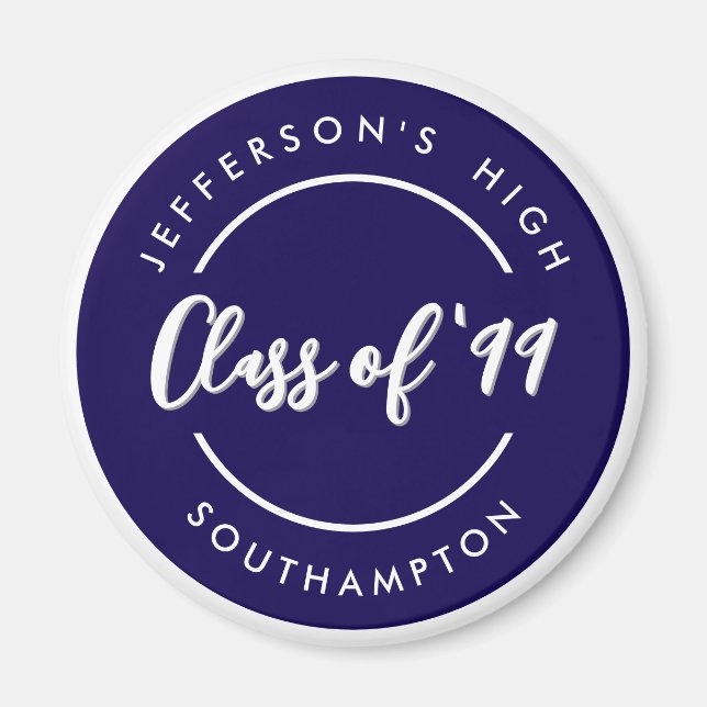 Custom Class of School Graduate Reunion Circle  Magnet (Front)
