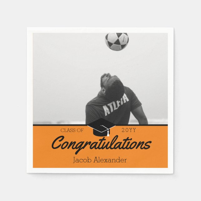 Custom Class Photo School Graduation Napkin (Front)