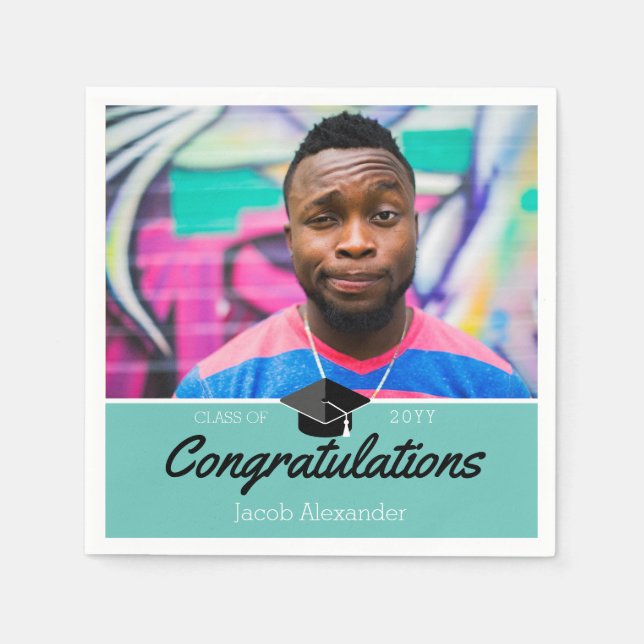 Custom Class Photo School Graduation Napkin (Front)