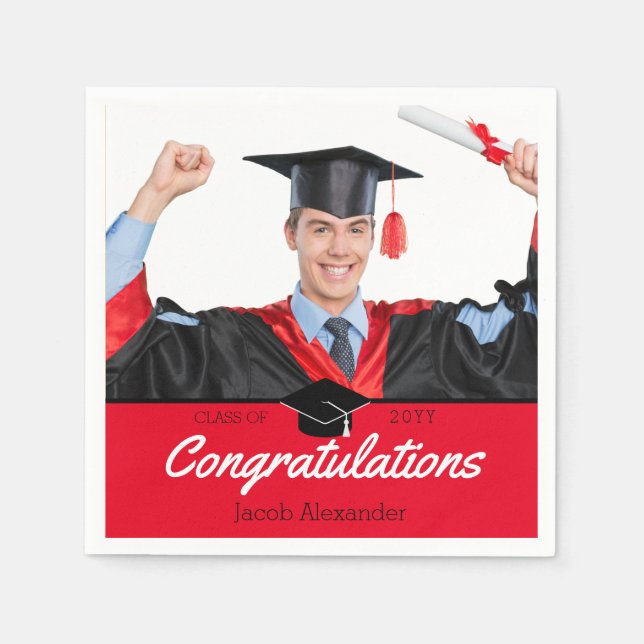 Custom Class Photo School Graduation Napkin (Front)