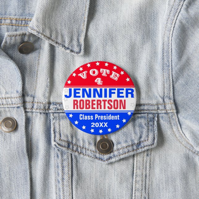 Custom Class President Election Template 3 Inch Round Button (In Situ)
