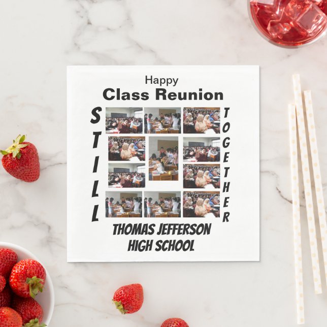 Custom Class Reunion 11 Photo Collage Napkin (Insitu)