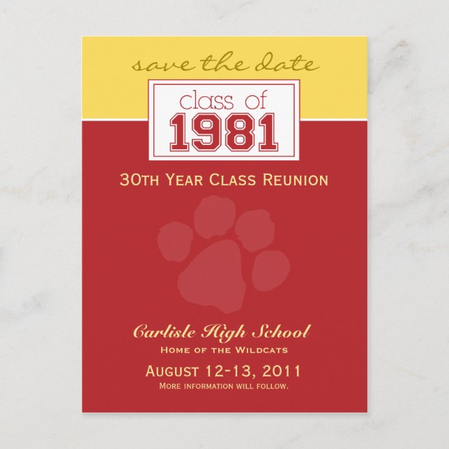 :custom Class Reunion Save-the-Date Announcement (Front)