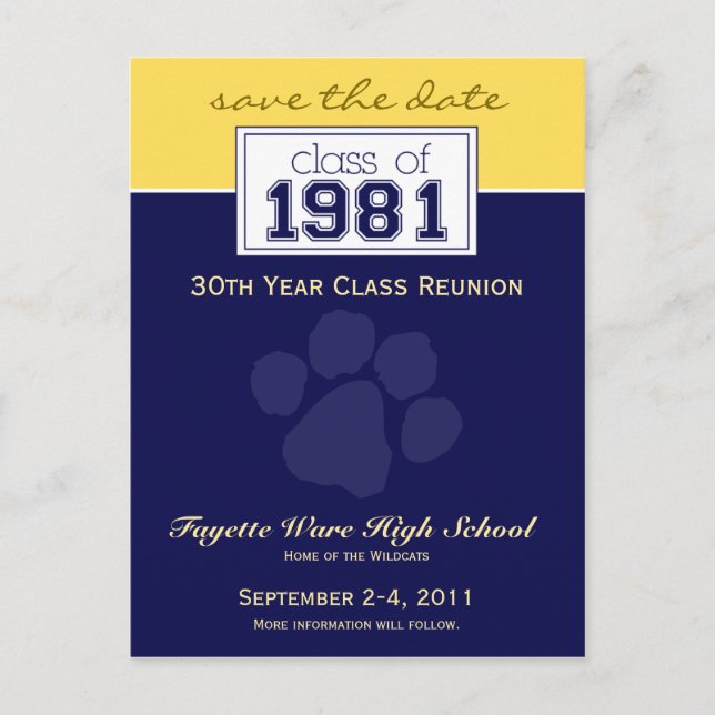 :custom Class Reunion Save-the-Date Announcement 2 Postcard (Front)