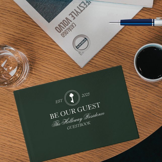 Custom Classic Be Our Guest Household Guest Book (Looking for the perfect gift for hostess in your life? What's better than a personalized guestbook?)