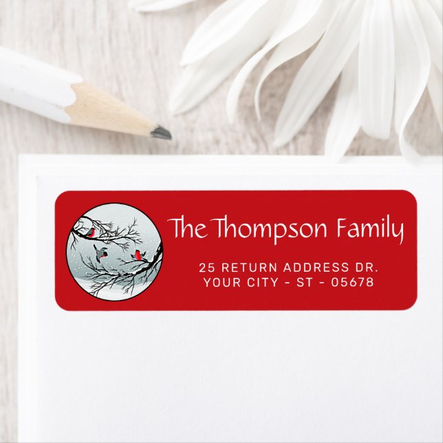 Custom Classic Birds Snow Landscape Return Address (Insitu)