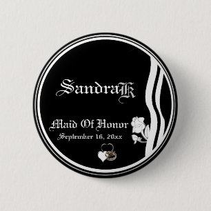 Custom Classic Black White Maid Of Honour Button