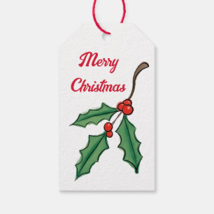 Custom Classic Christmas Holly Gift Tag